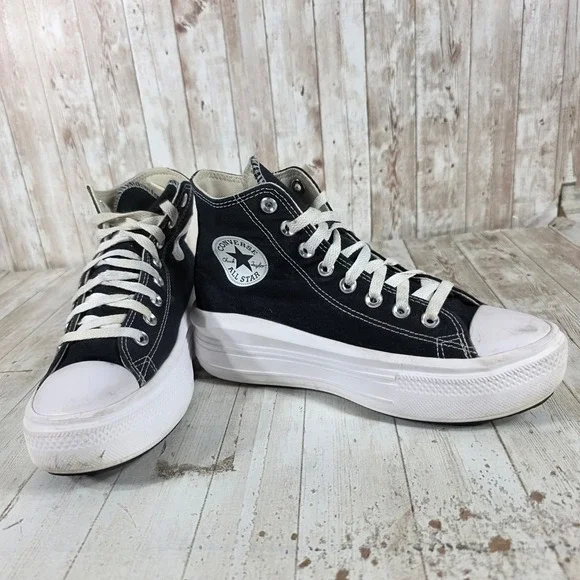 Converse Chuck Taylor All Star Move High Top Platform Sneakers Black 568497C 8W - Picture 6 of 8
